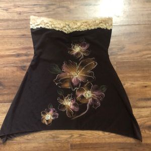M&M Brown Floral Tube Top